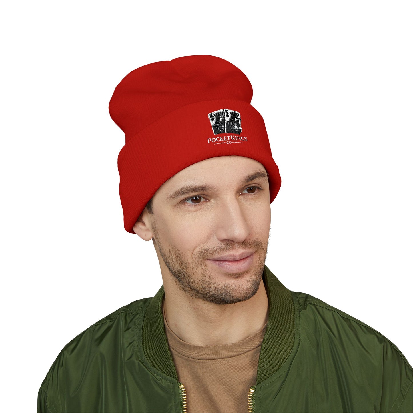 Embroidered 'PocketKingsCo' Logo Cuffed Beanie