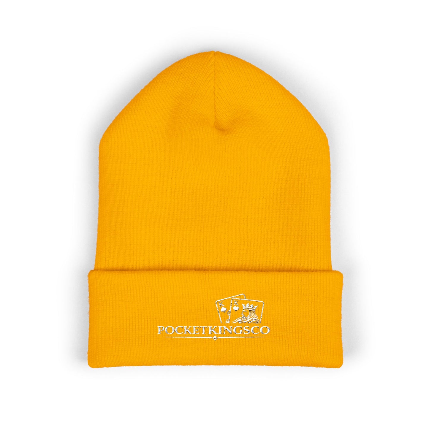 Embroidered Pocket Kings Co. White Logo Beanie