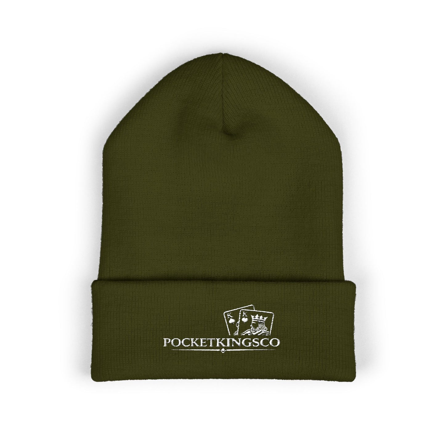 Embroidered Pocket Kings Co. White Logo Beanie