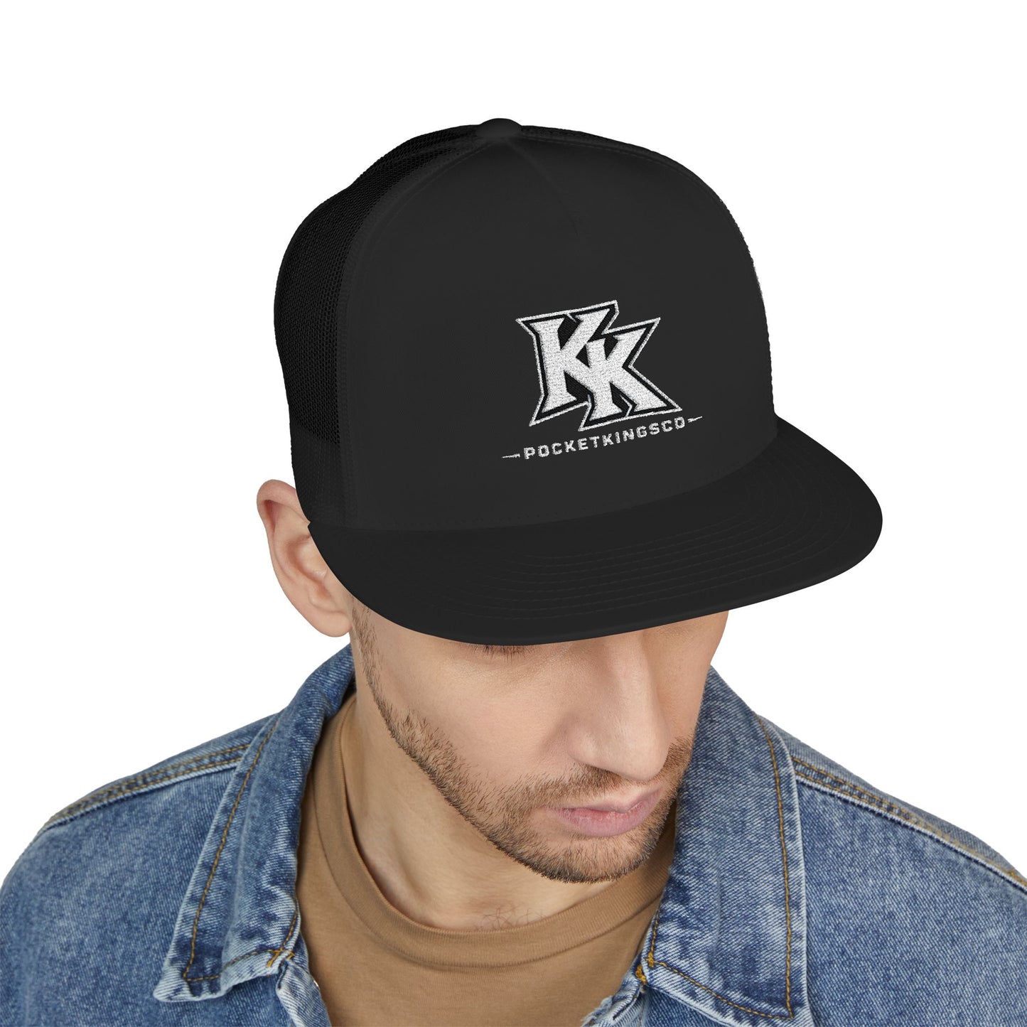 Distressed 'KK' - Embroidered PocketKingsCo Logo Trucker Cap