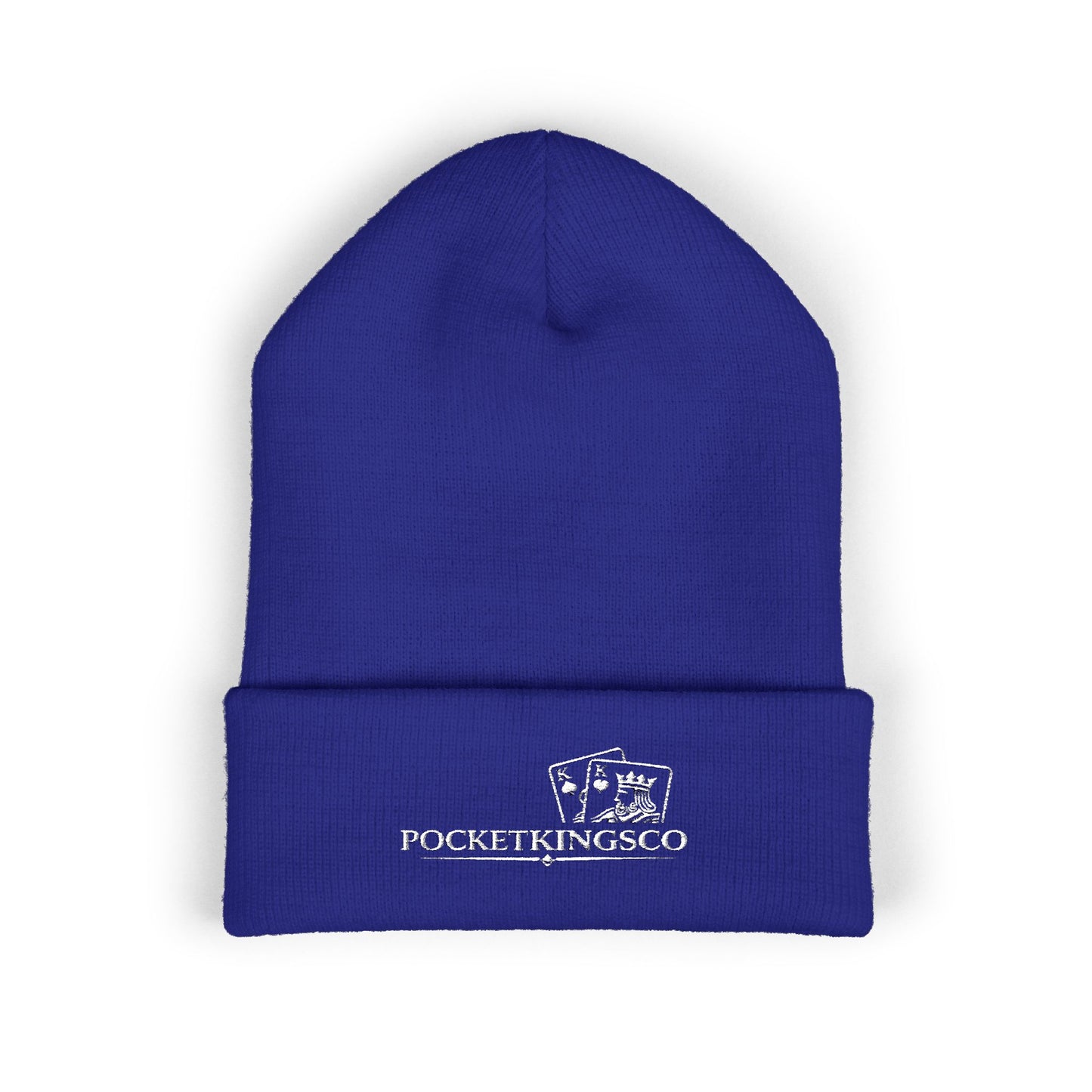 Embroidered Pocket Kings Co. White Logo Beanie
