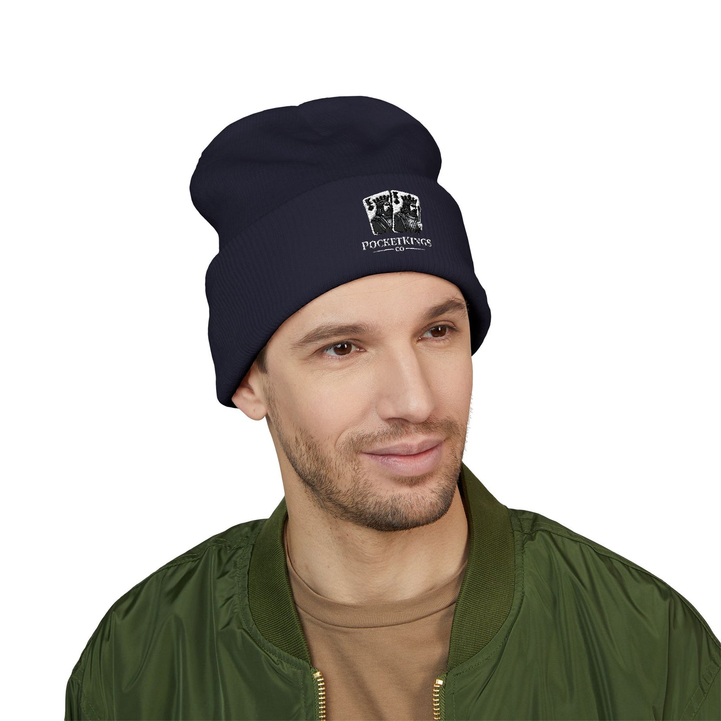Embroidered 'PocketKingsCo' Logo Cuffed Beanie