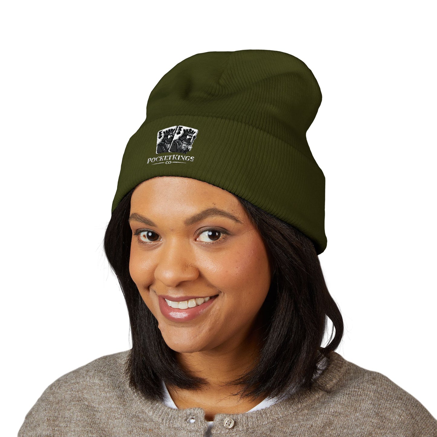 Embroidered 'PocketKingsCo' Logo Cuffed Beanie