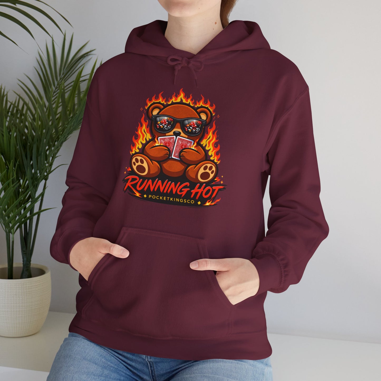 RUNNING HOT Teddy Hoodie  | PocketKingsCo Premium Poker Streetwear