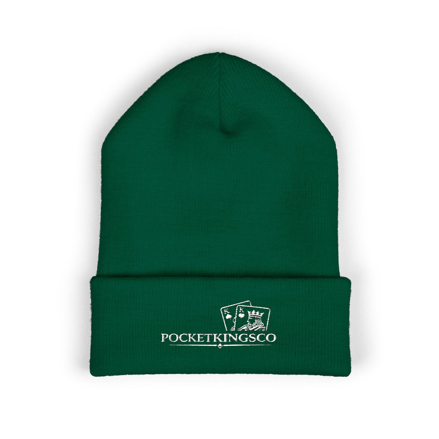 Embroidered Pocket Kings Co. White Logo Beanie