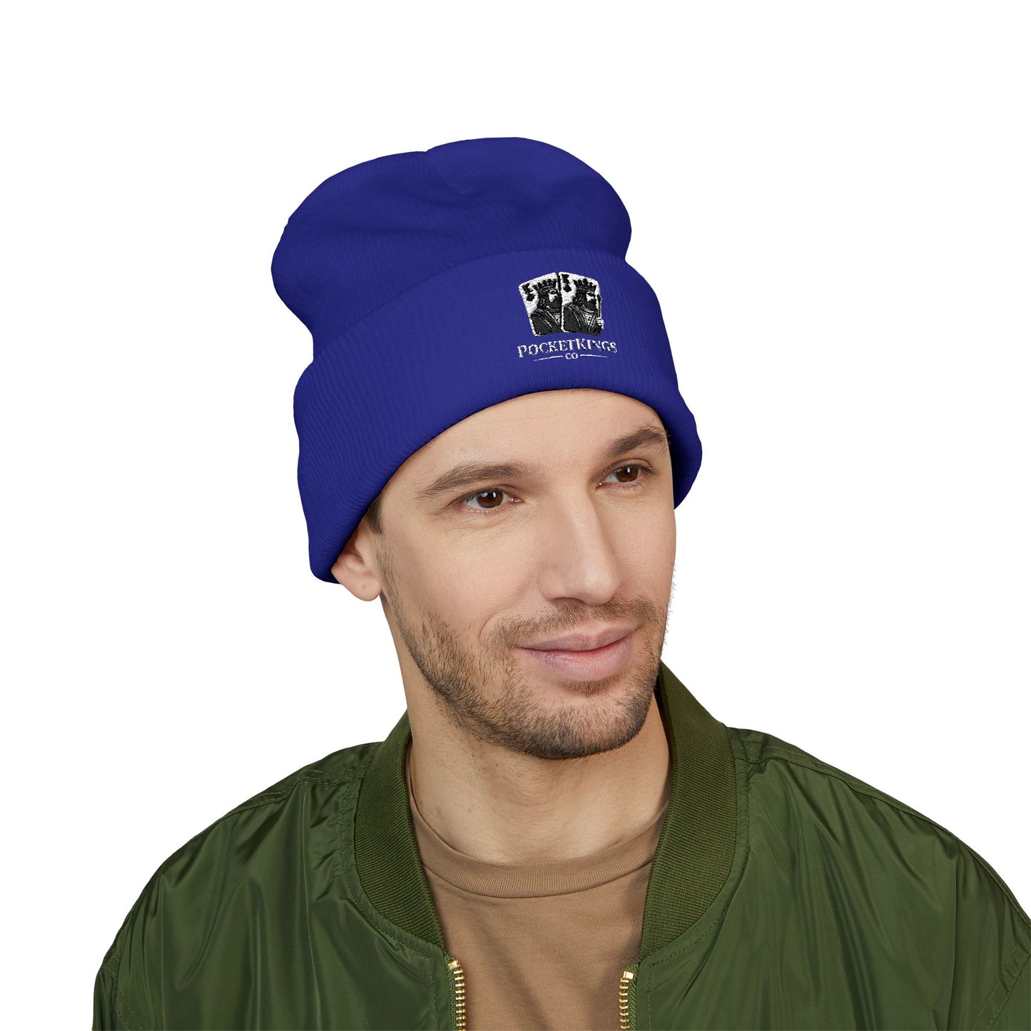 Embroidered 'PocketKingsCo' Logo Cuffed Beanie