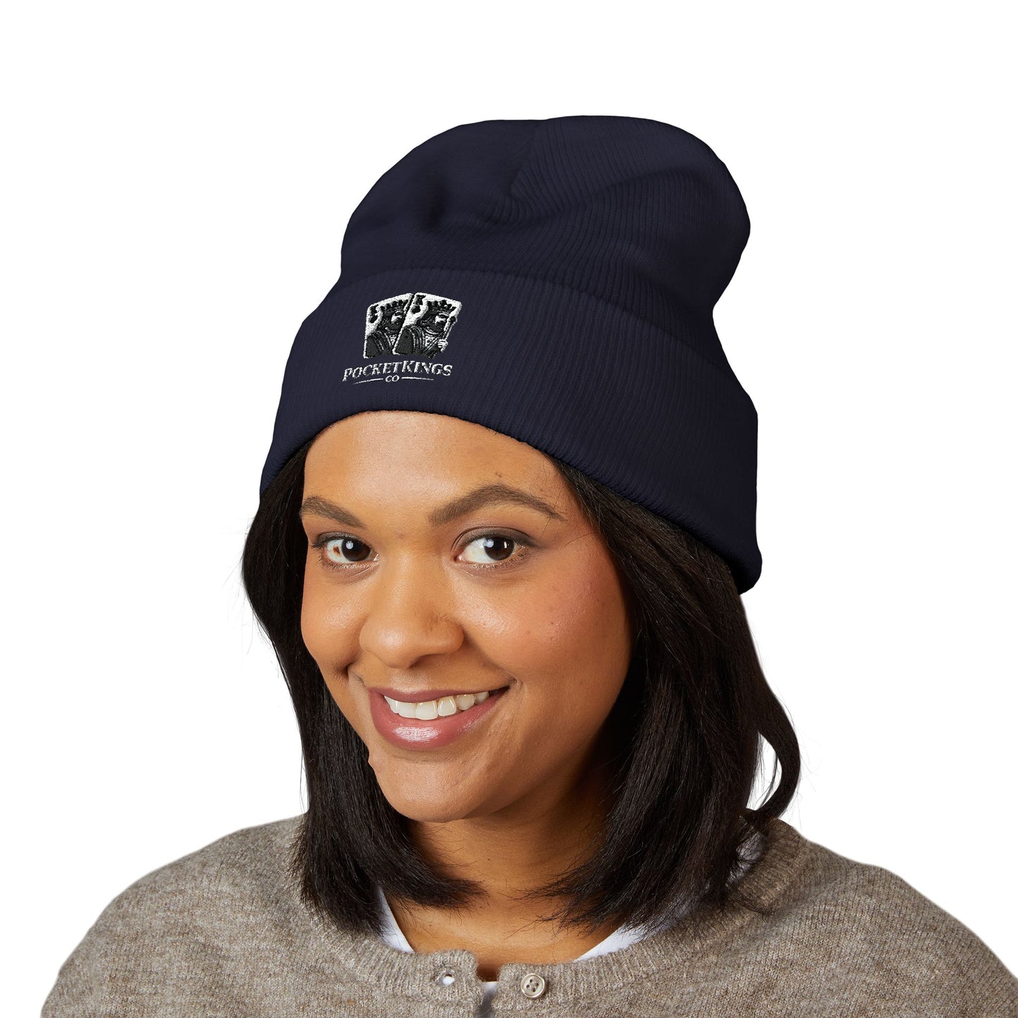 Embroidered 'PocketKingsCo' Logo Cuffed Beanie