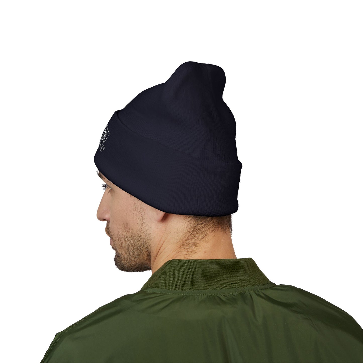 Embroidered Pocket Kings Co. White Logo Beanie