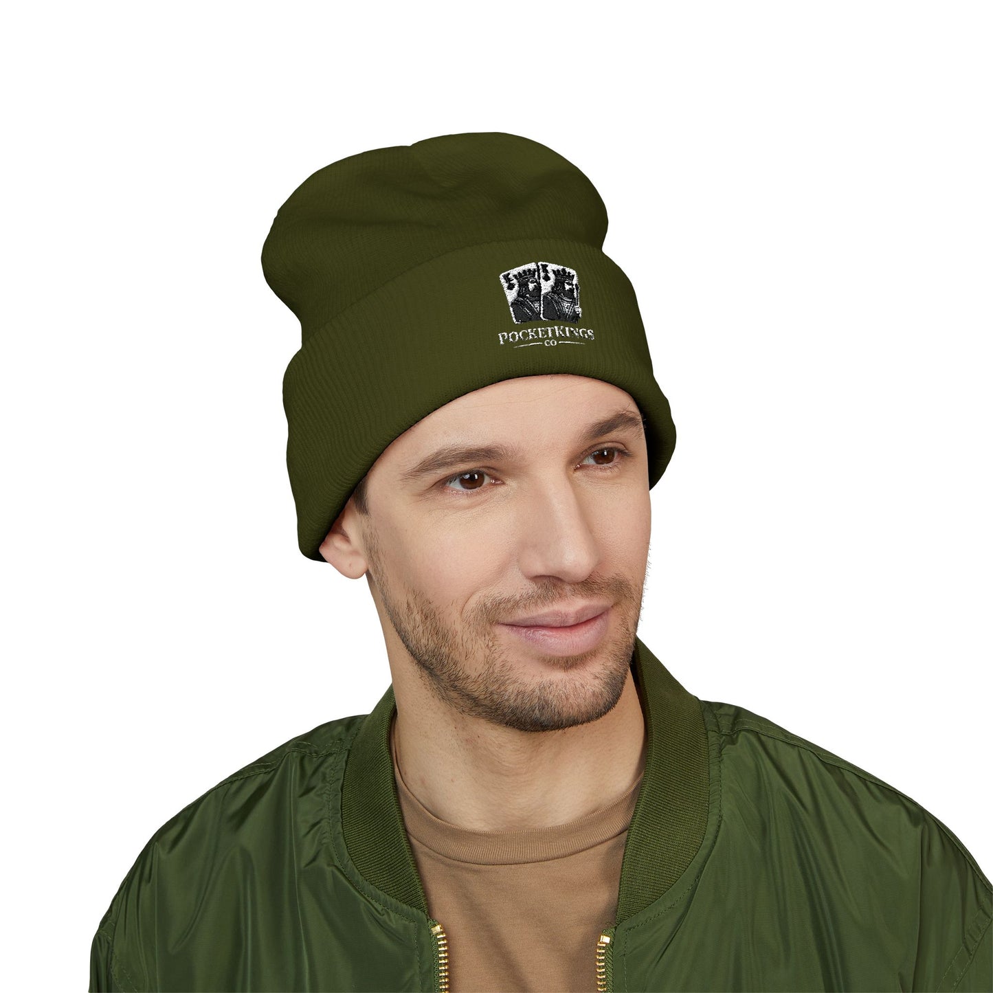 Embroidered 'PocketKingsCo' Logo Cuffed Beanie