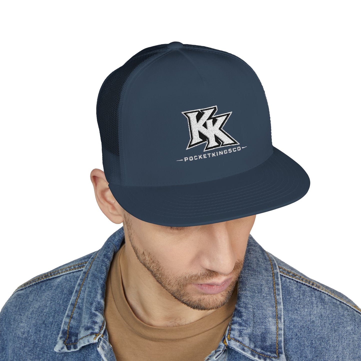 Distressed 'KK' - Embroidered PocketKingsCo Logo Trucker Cap