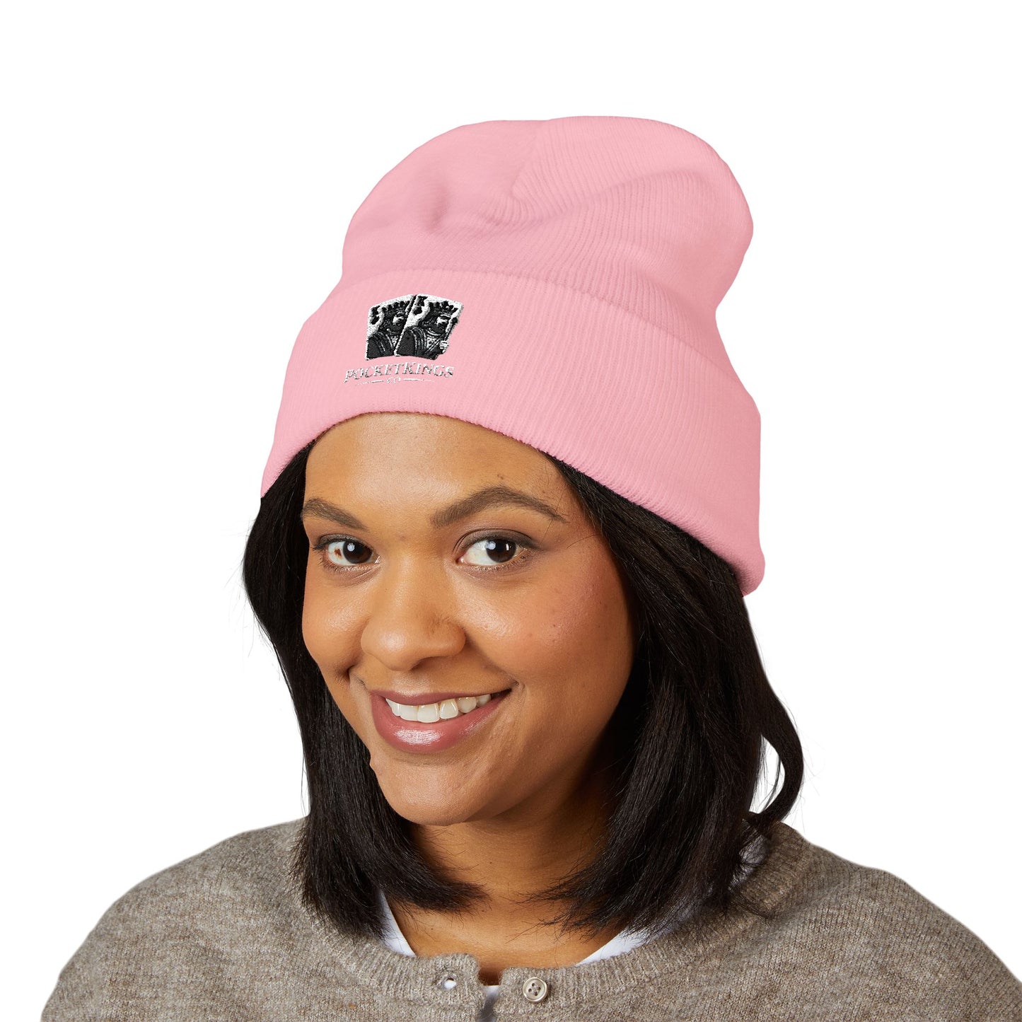 Embroidered 'PocketKingsCo' Logo Cuffed Beanie
