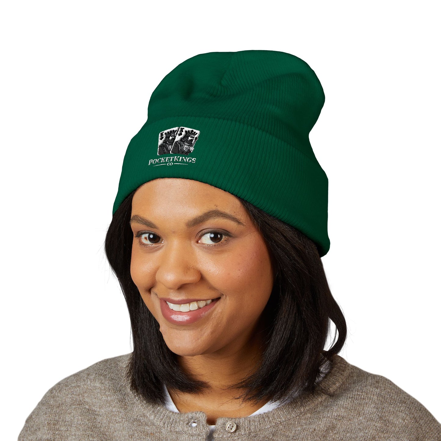 Embroidered 'PocketKingsCo' Logo Cuffed Beanie