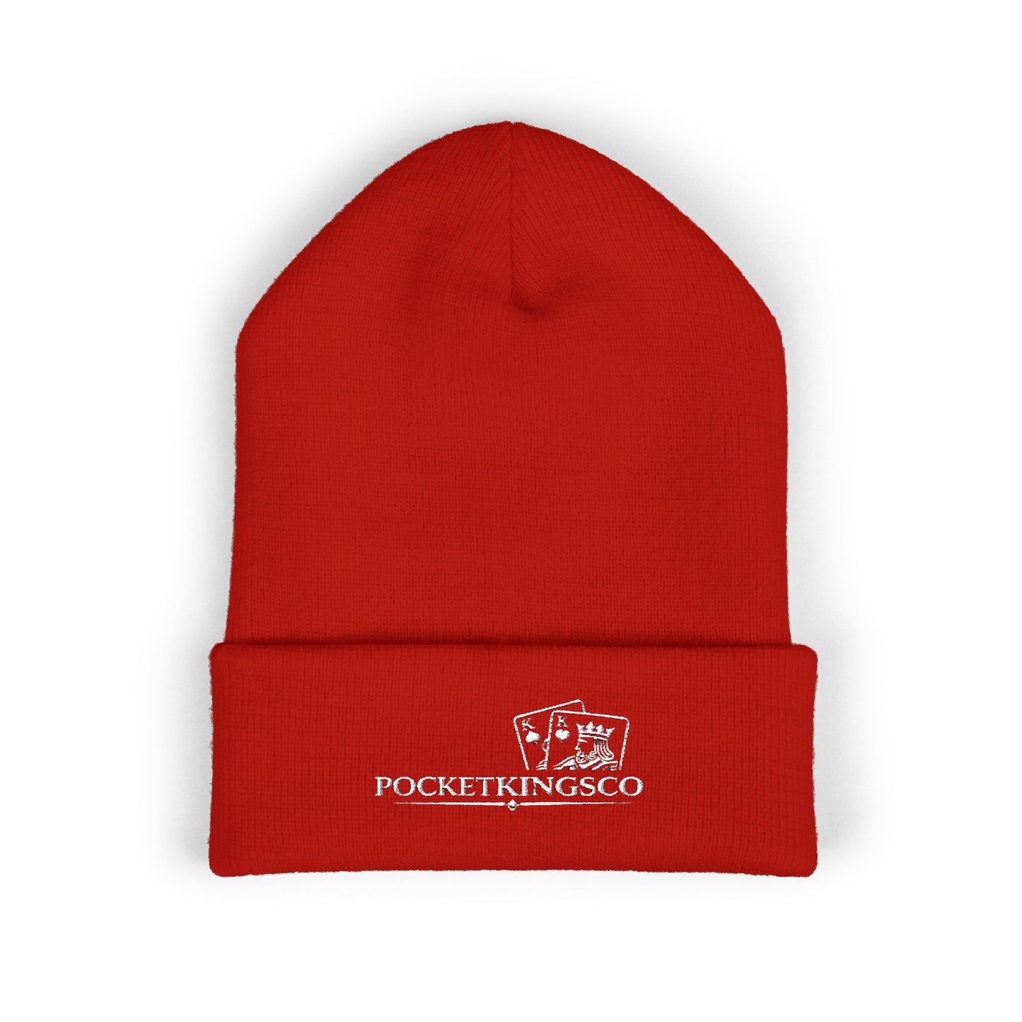 Embroidered Pocket Kings Co. White Logo Beanie