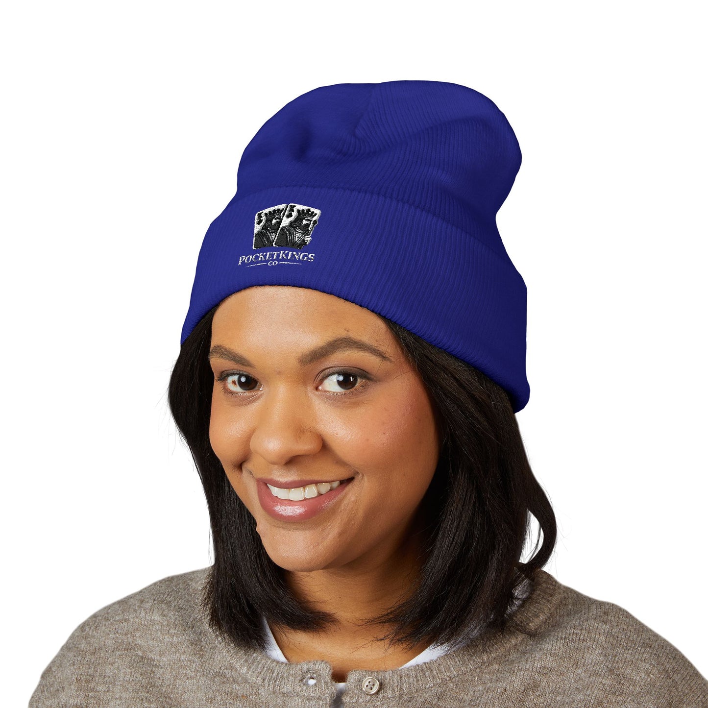 Embroidered 'PocketKingsCo' Logo Cuffed Beanie