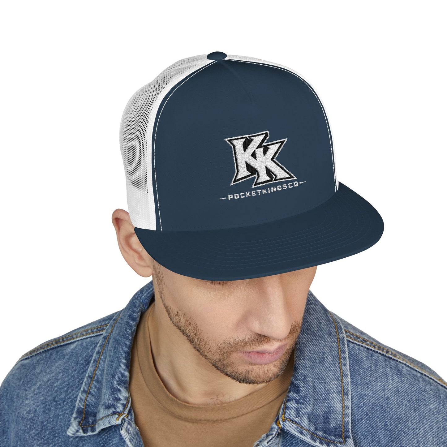 Distressed 'KK' - Embroidered PocketKingsCo Logo Trucker Cap