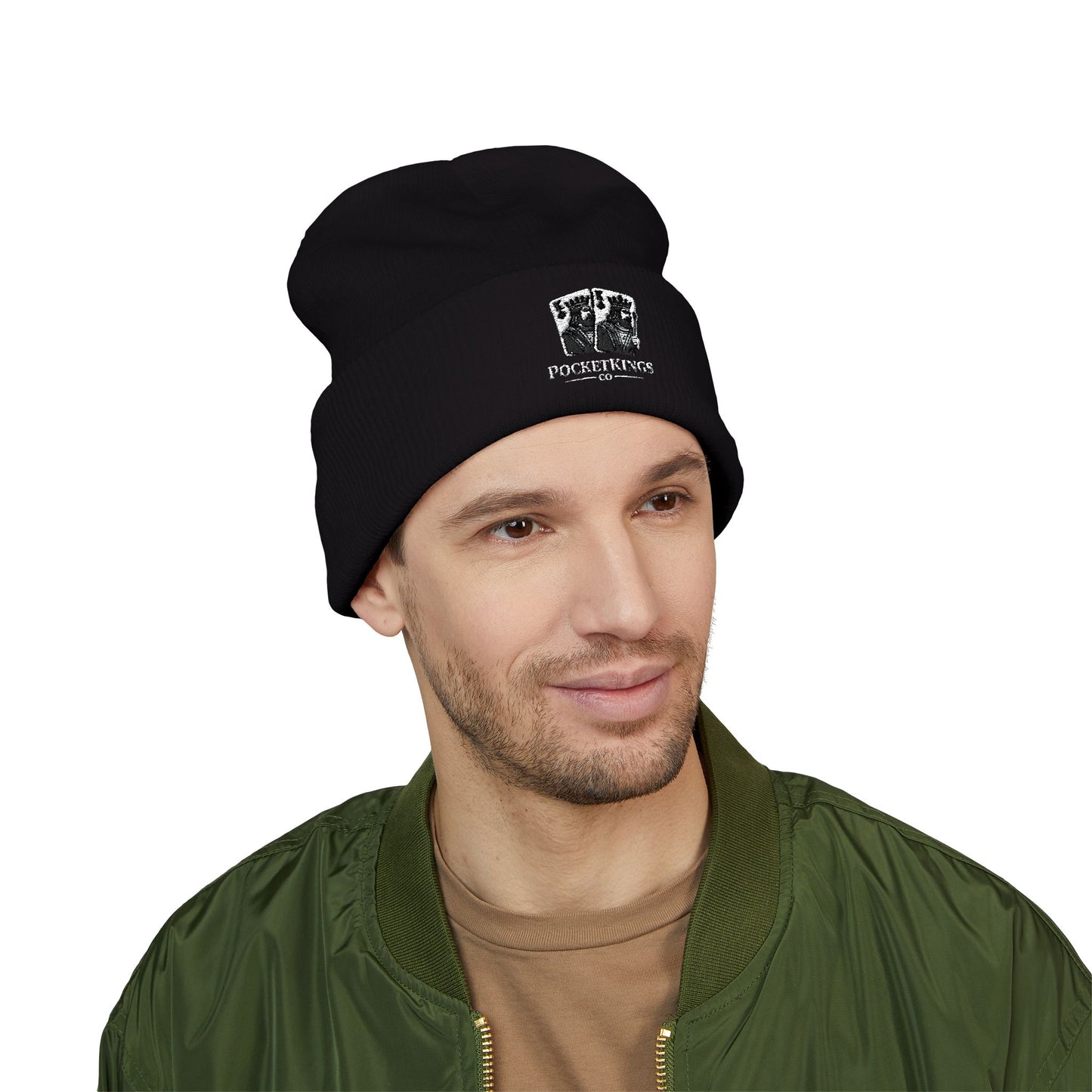 Embroidered 'PocketKingsCo' Logo Cuffed Beanie