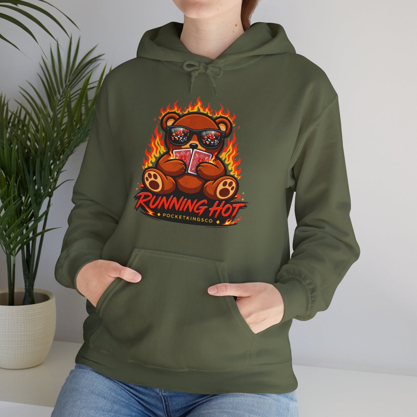 RUNNING HOT Teddy Hoodie  | PocketKingsCo Premium Poker Streetwear