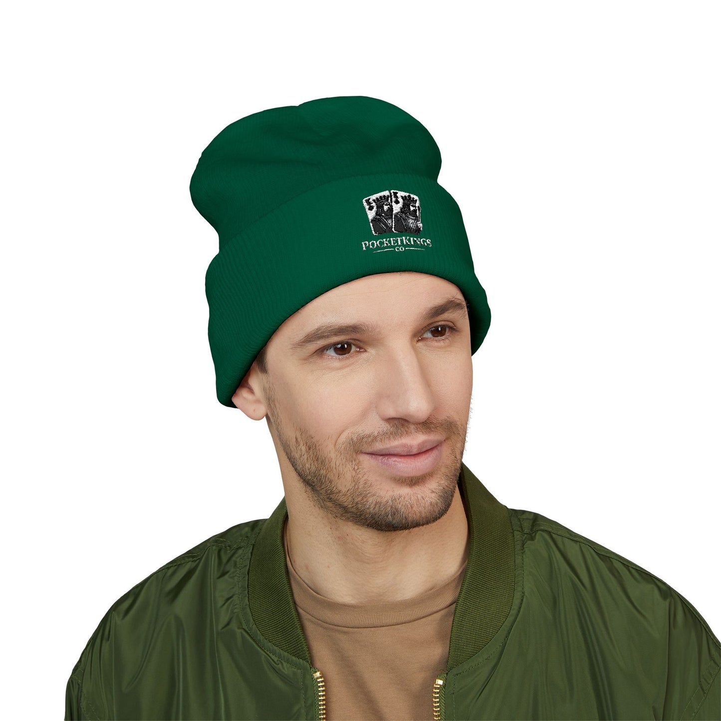 Embroidered 'PocketKingsCo' Logo Cuffed Beanie