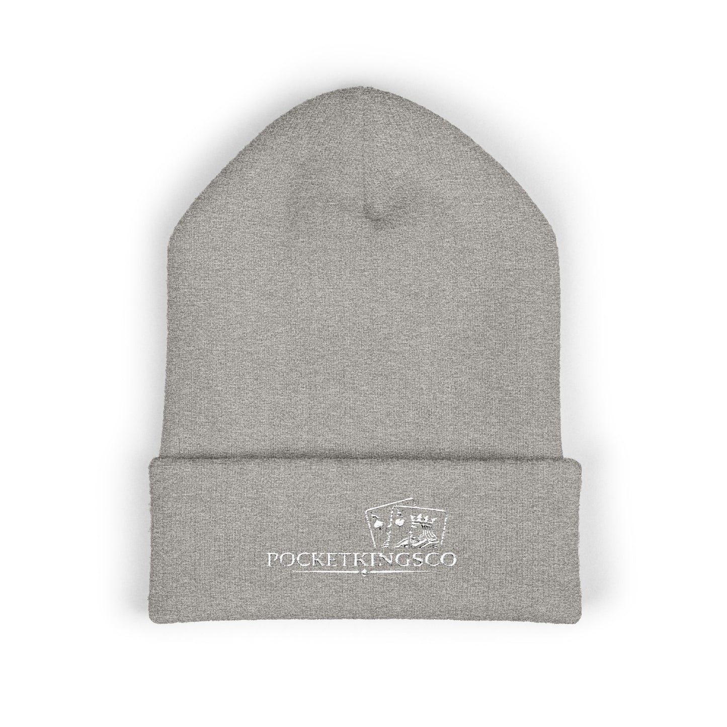 Embroidered Pocket Kings Co. White Logo Beanie