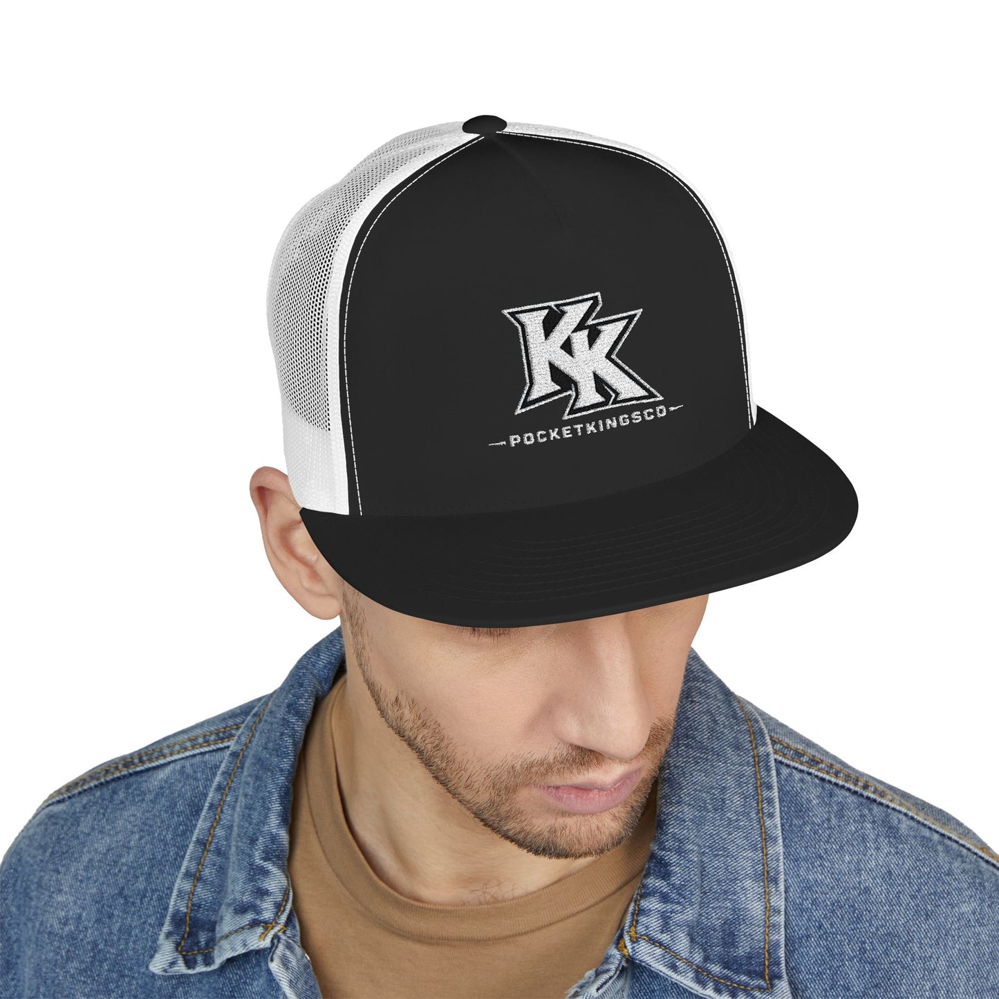 Distressed 'KK' - Embroidered PocketKingsCo Logo Trucker Cap