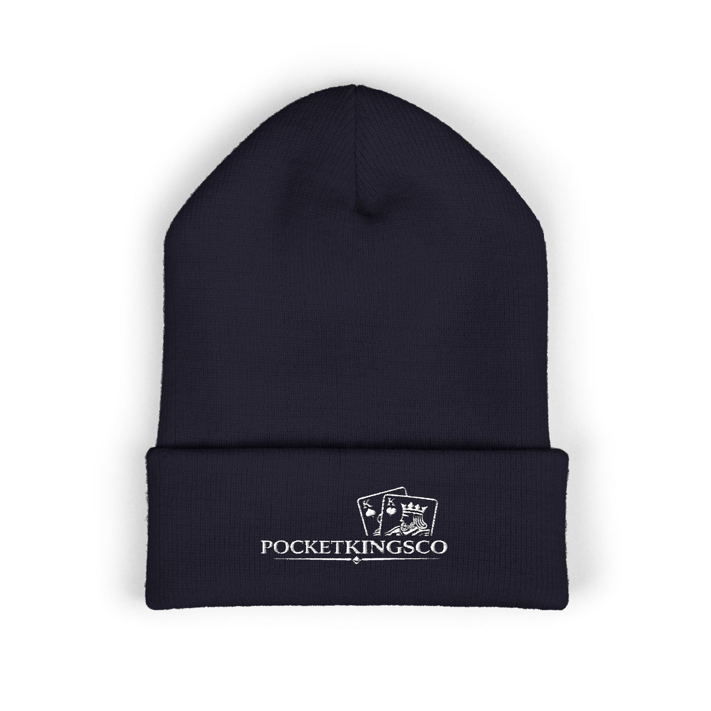 Embroidered Pocket Kings Co. White Logo Beanie