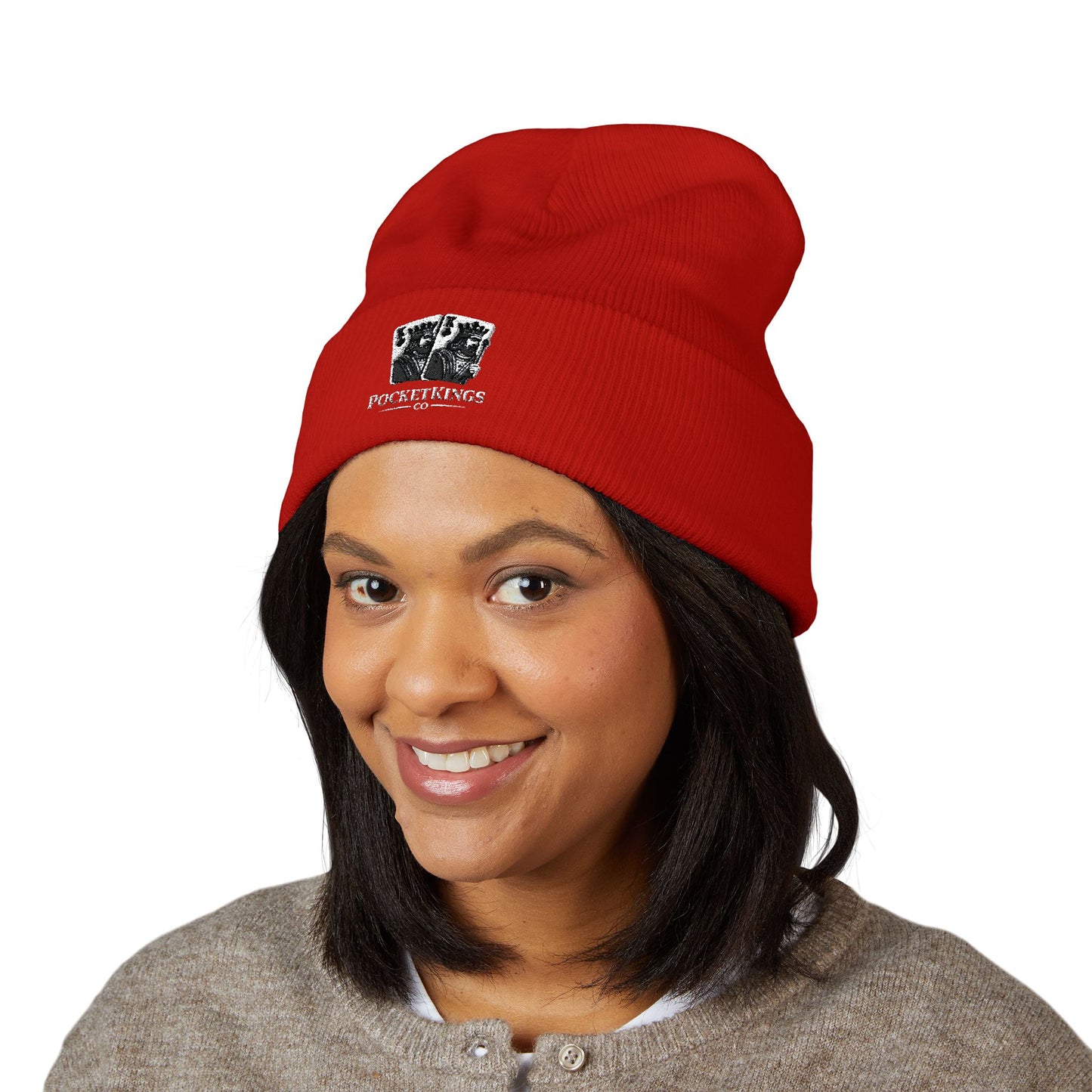 Embroidered 'PocketKingsCo' Logo Cuffed Beanie