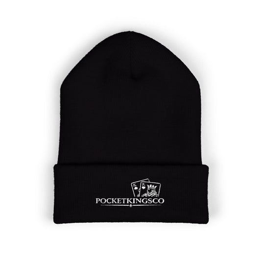 Embroidered Pocket Kings Co. White Logo Beanie